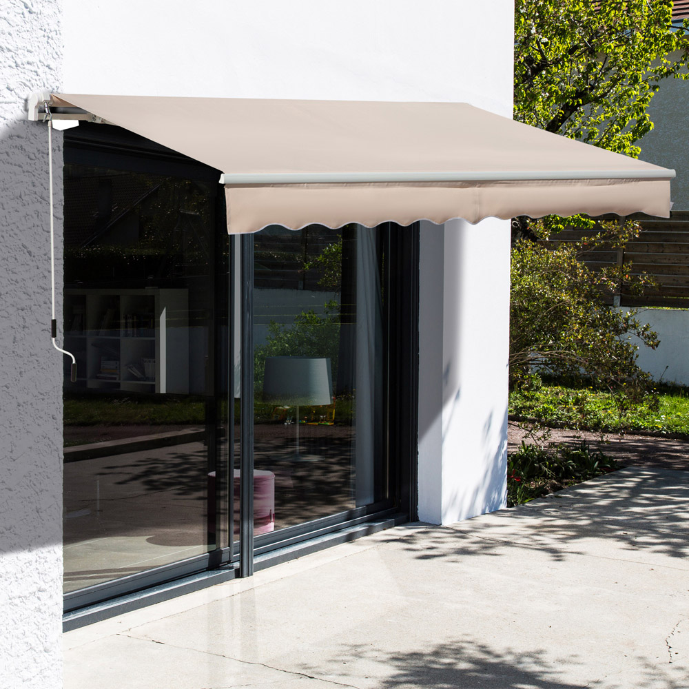 Outsunny Beige Retractable Manual Awning 4 x 2.5m Image 1