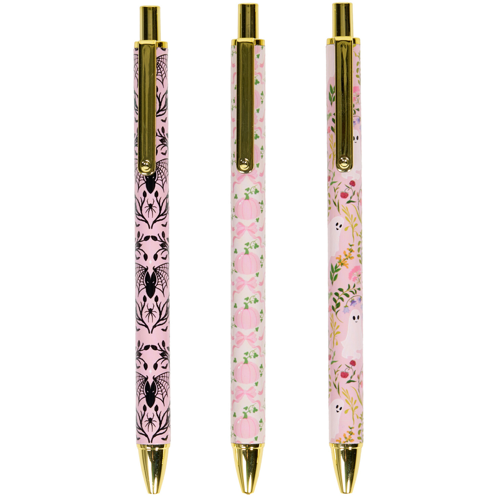 Pack of 3 Floral Ghost and Bat Pen Set Image 2