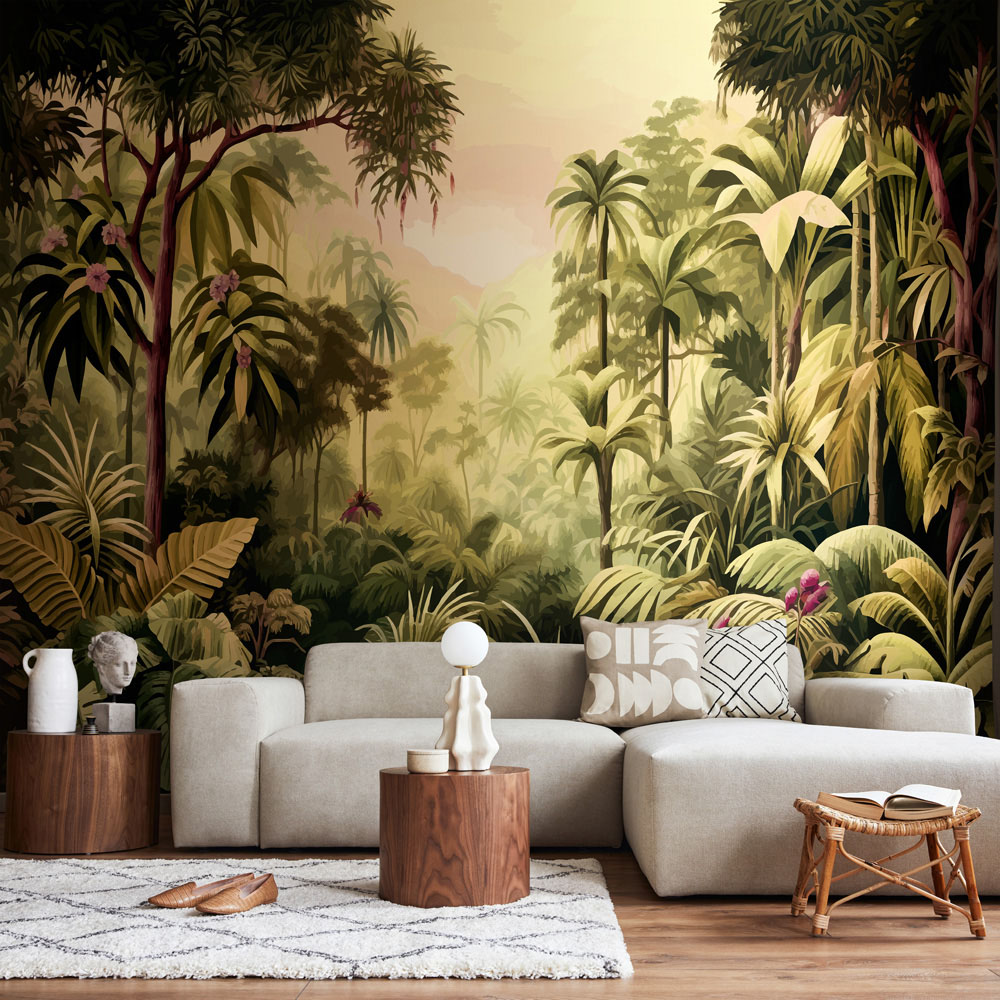 Origin Murals Jungle Trees Green Wall Mural Image 1