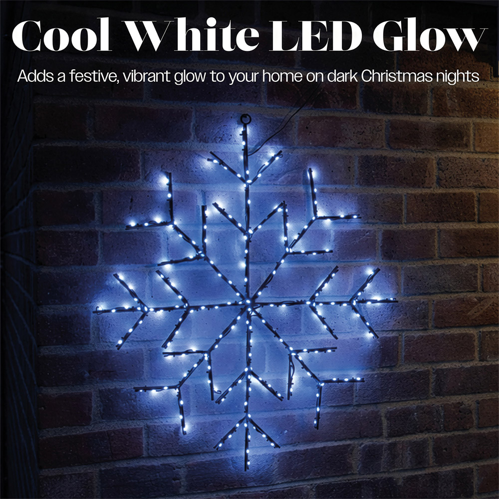 Xmas Haus 196 White Micro LED Metal Snowflake Silhouette Christmas Decoration 63cm Image 3