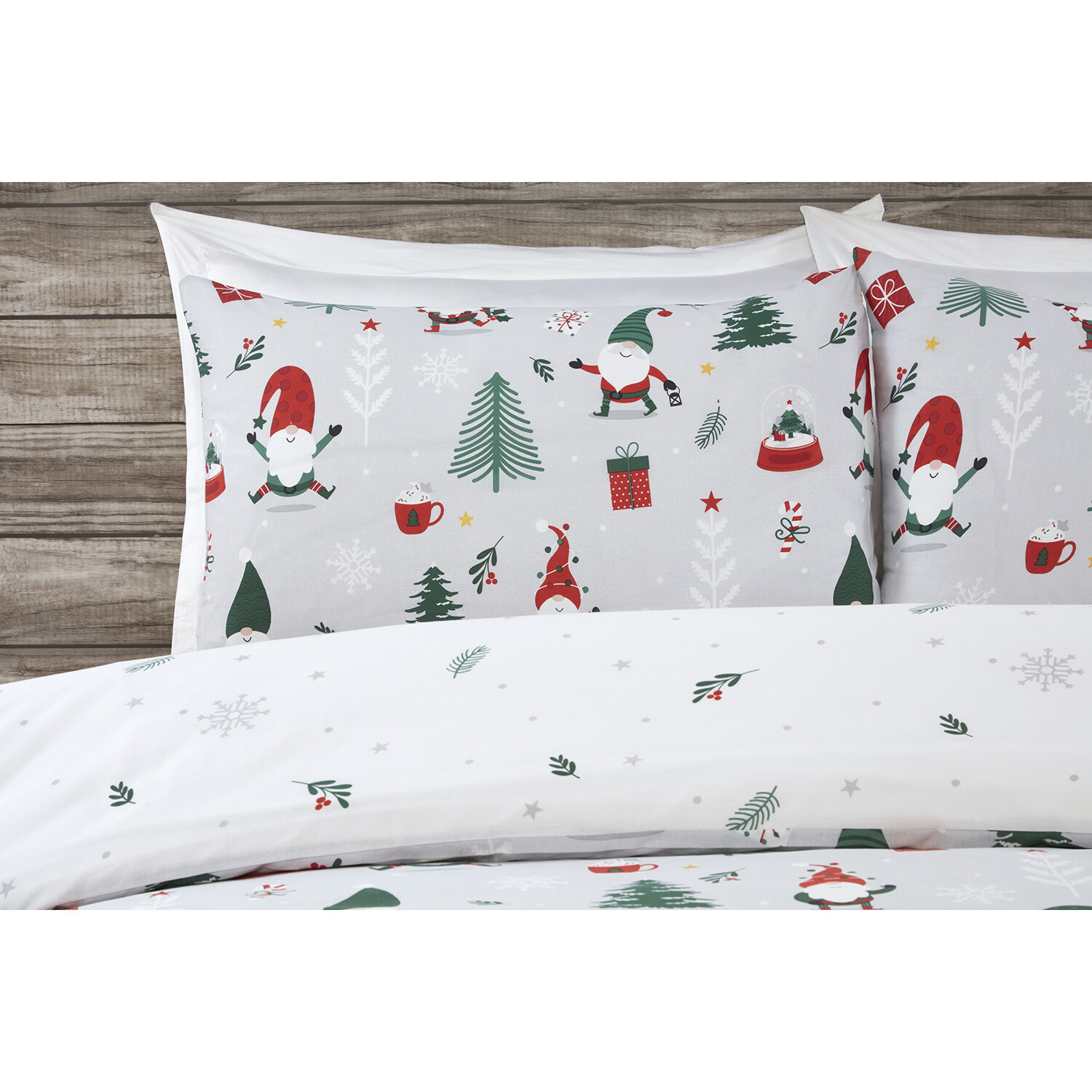 Christmas Gonks Duvet Cover and Pillowcase Set - Grey / King Image 3