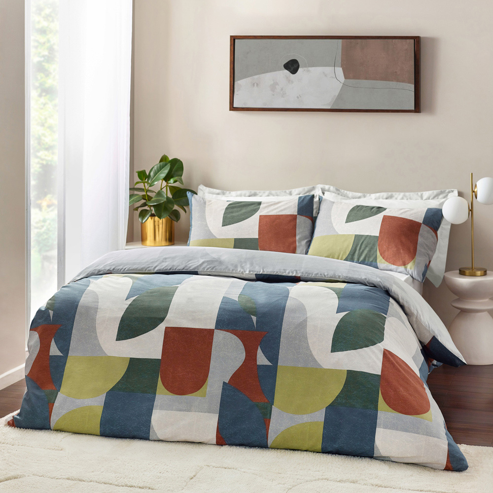 Hoem Siresa Super King Size Geometric Duvet Cover Set Image 4