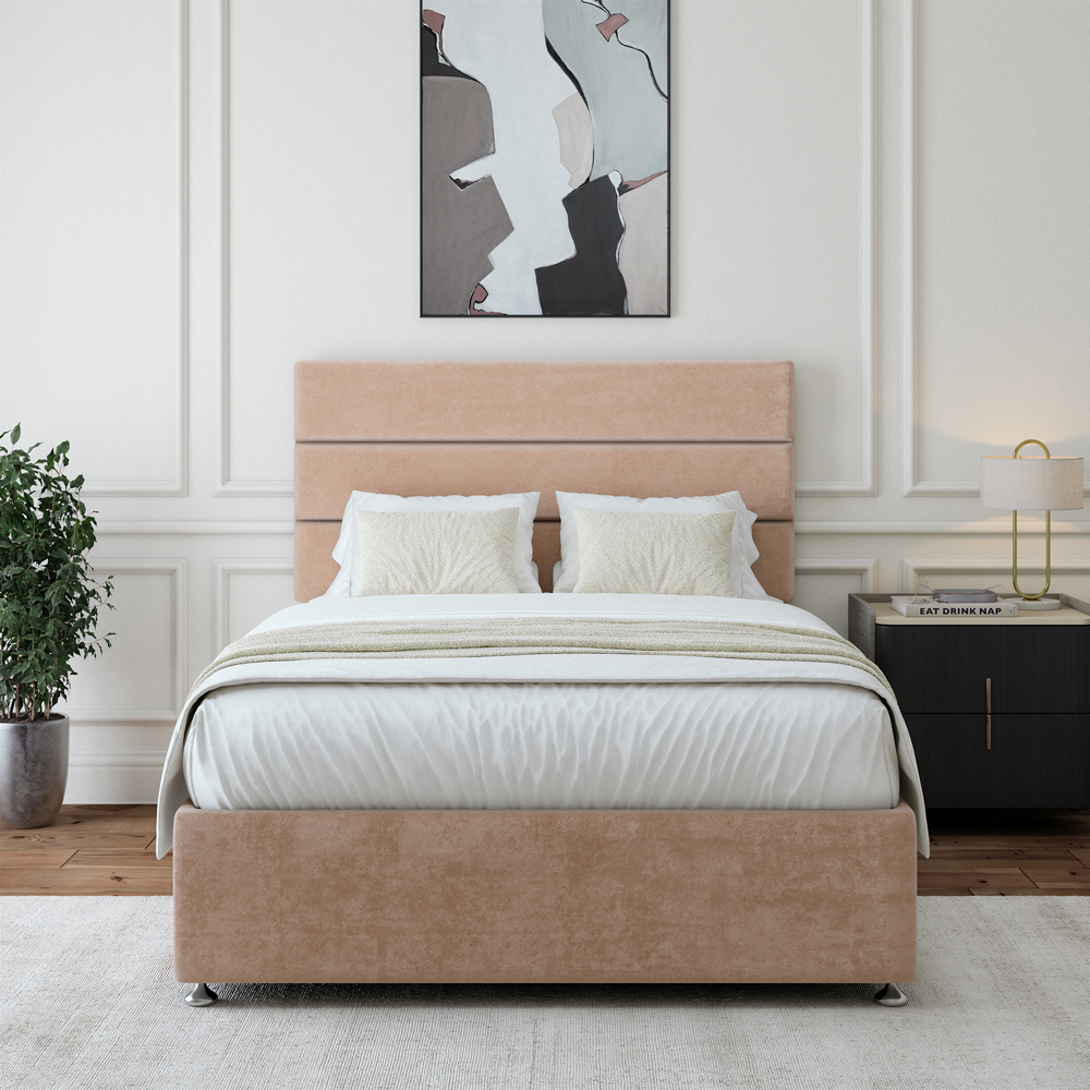 Bedmaster King Size Mink Naples Velvet Divan Base with Milan Headboard Image 3