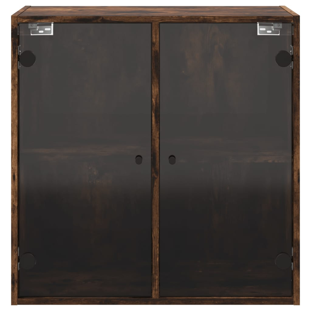 vidaXL 2 Door Smoked Oak Glass Wall Cabinet Image 6