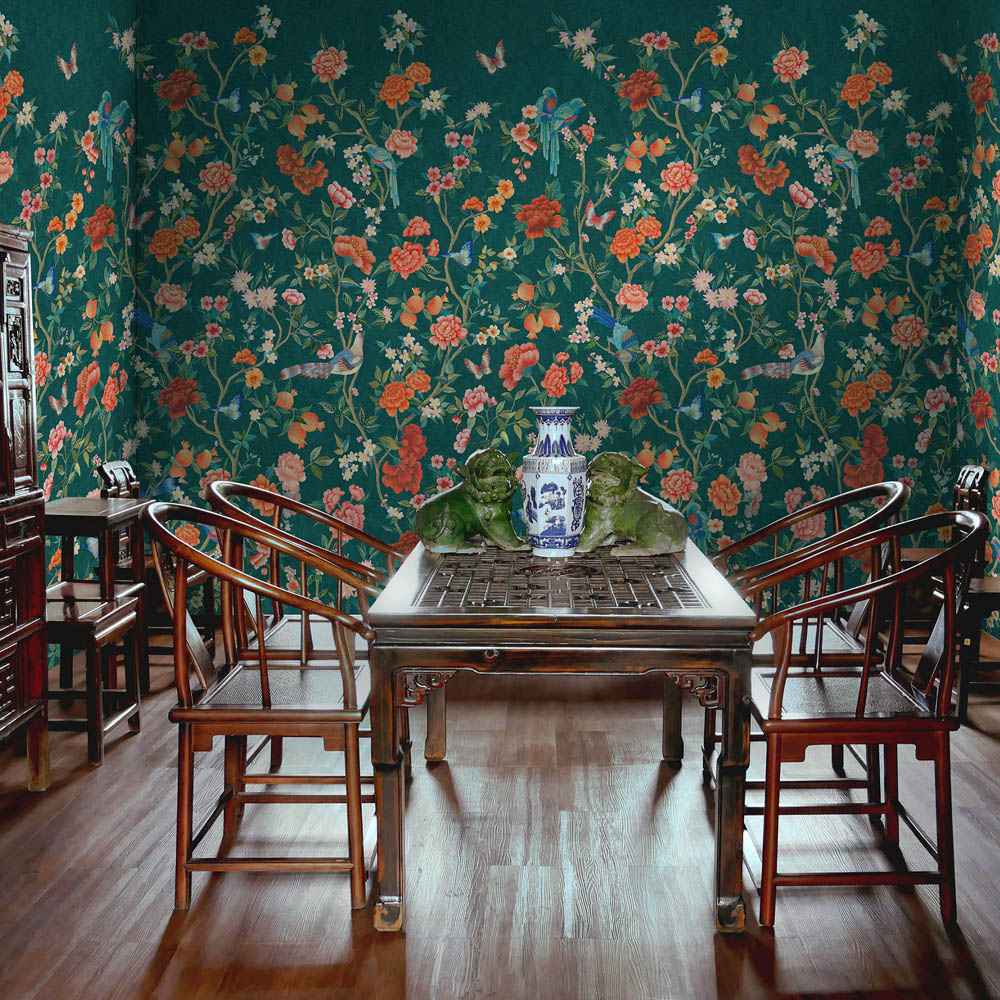 Holden Decor Imperial Gardens Teal Wallpaper Image 2