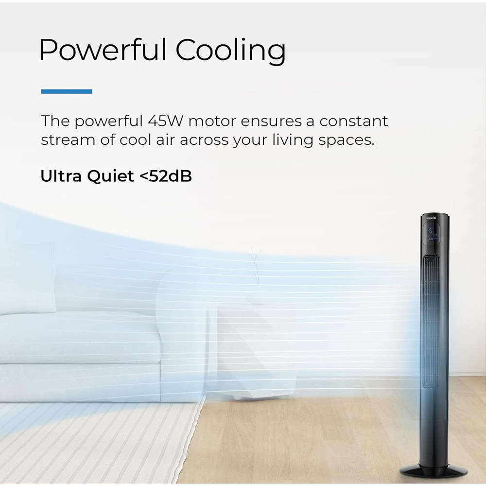 Emperial Black Tower Fan with Remote Control 46 inch Image 3