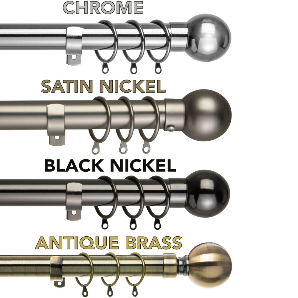 Home Treats 40 to 325cm Extendable Chrome Metal Round Curtain Pole Image 6