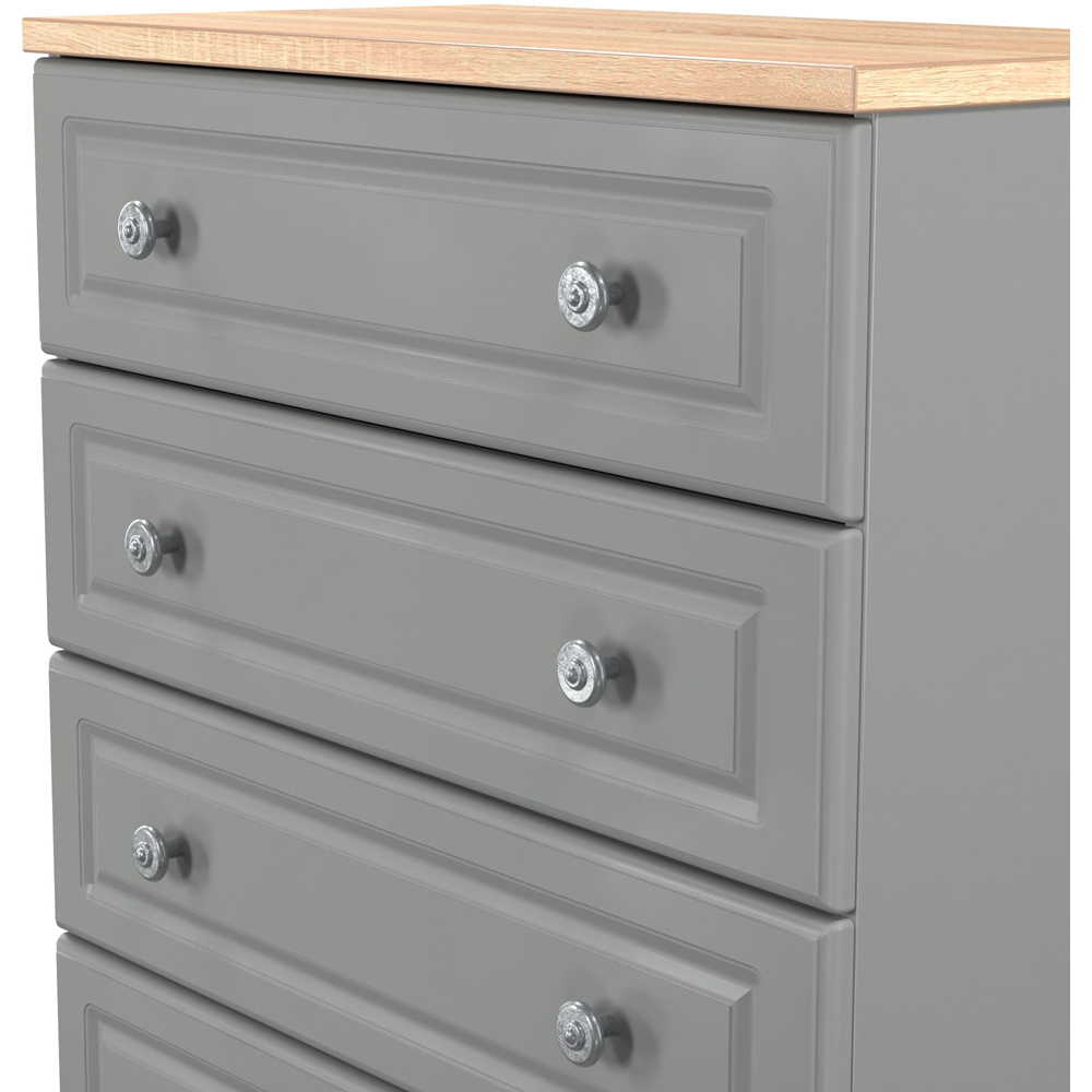 Crowndale Norfolk 5 Drawer Dusk Grey and Bardolino Oak Chest of Drawers Ready Assembled Image 5