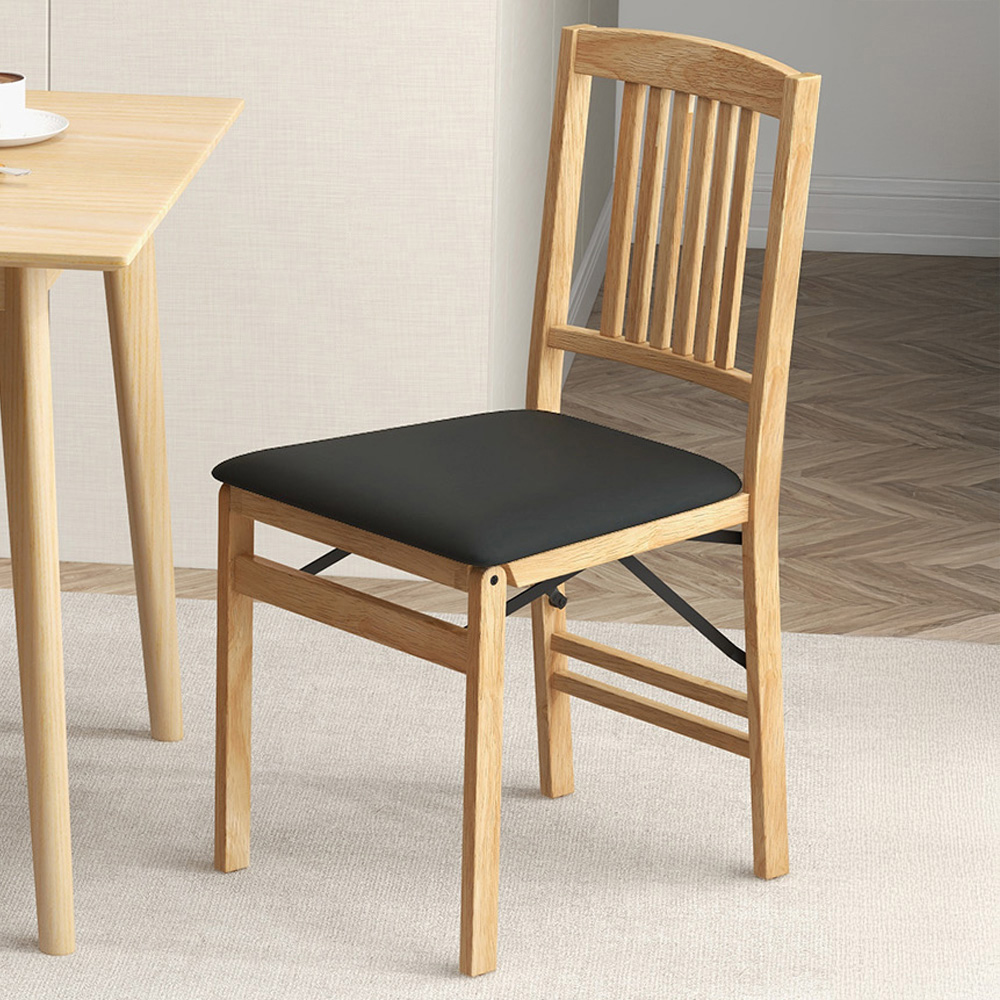 Costway Set of 2 Black Foldable Dining Chairs Image 1