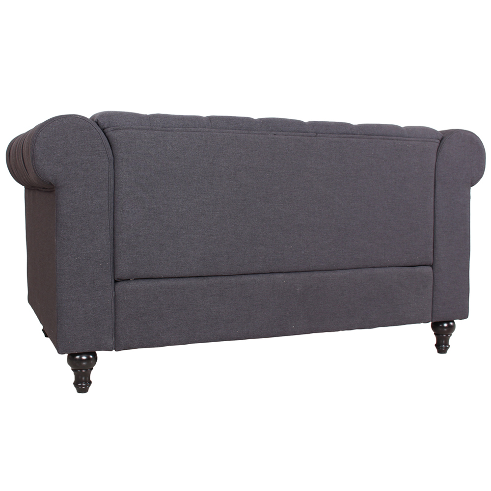 Furniture One Dark Grey Nailhead Trim Upholstered Sofa Chair Image 4