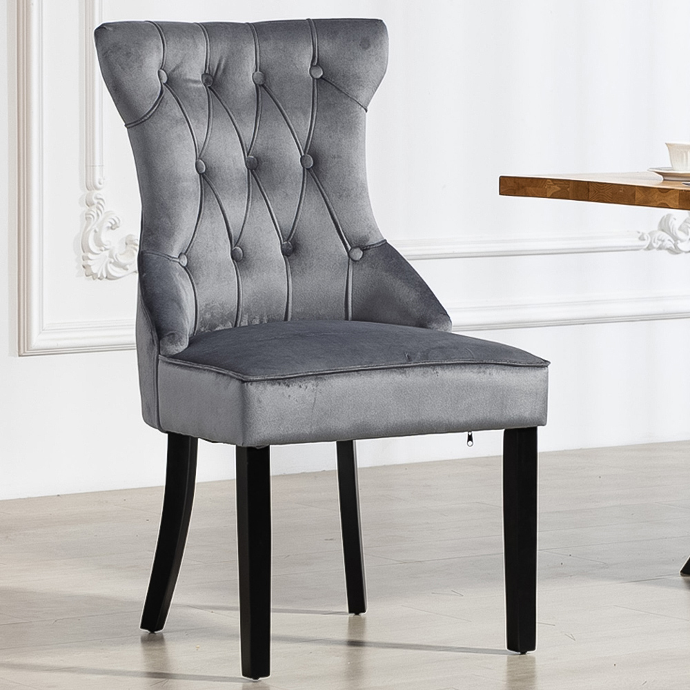 Artemis Home Genola Set of 2 Grey Velvet Fabric Dining Chair Image 1