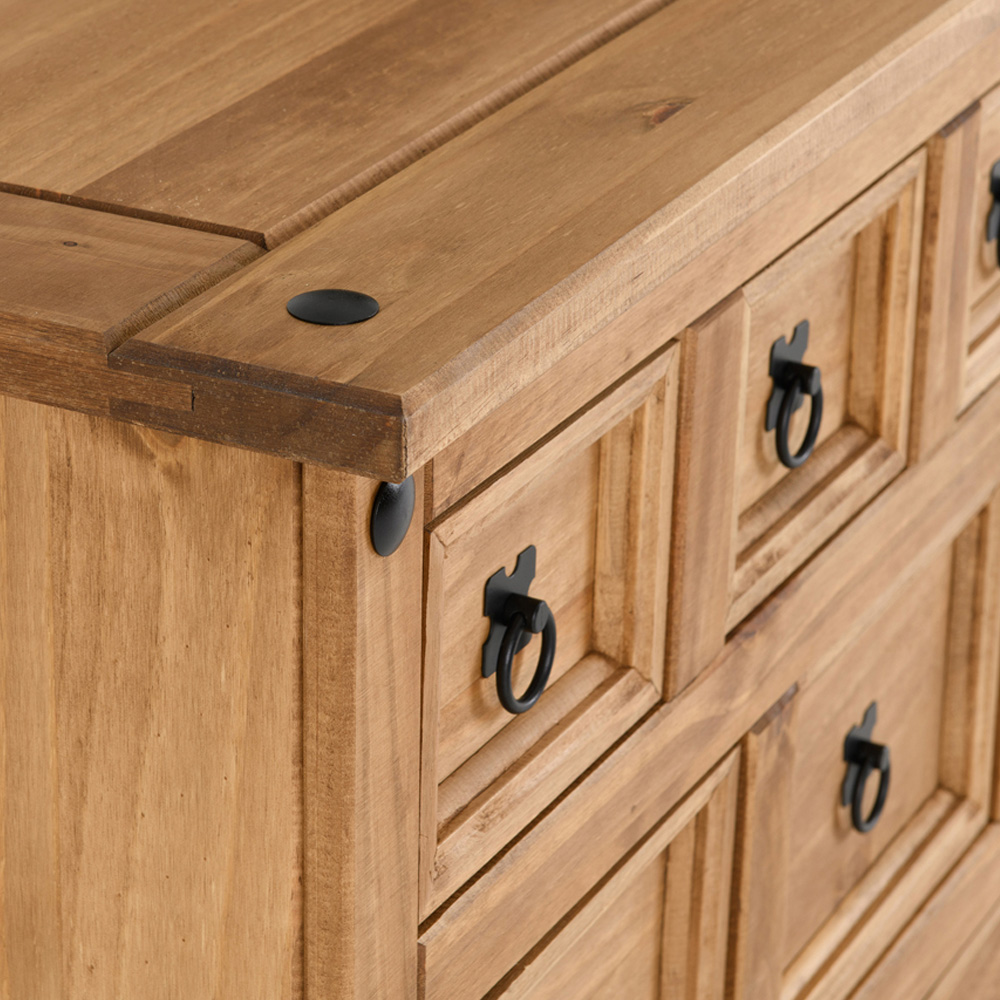 Seconique Corona 9 Drawer Distressed Waxed Pine Merchant Sideboard Image 6