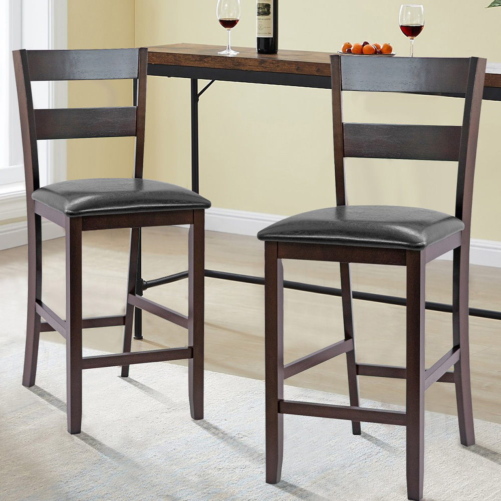 Costway Counter Height Upholstered Bar Stool Set of 2 Image 1