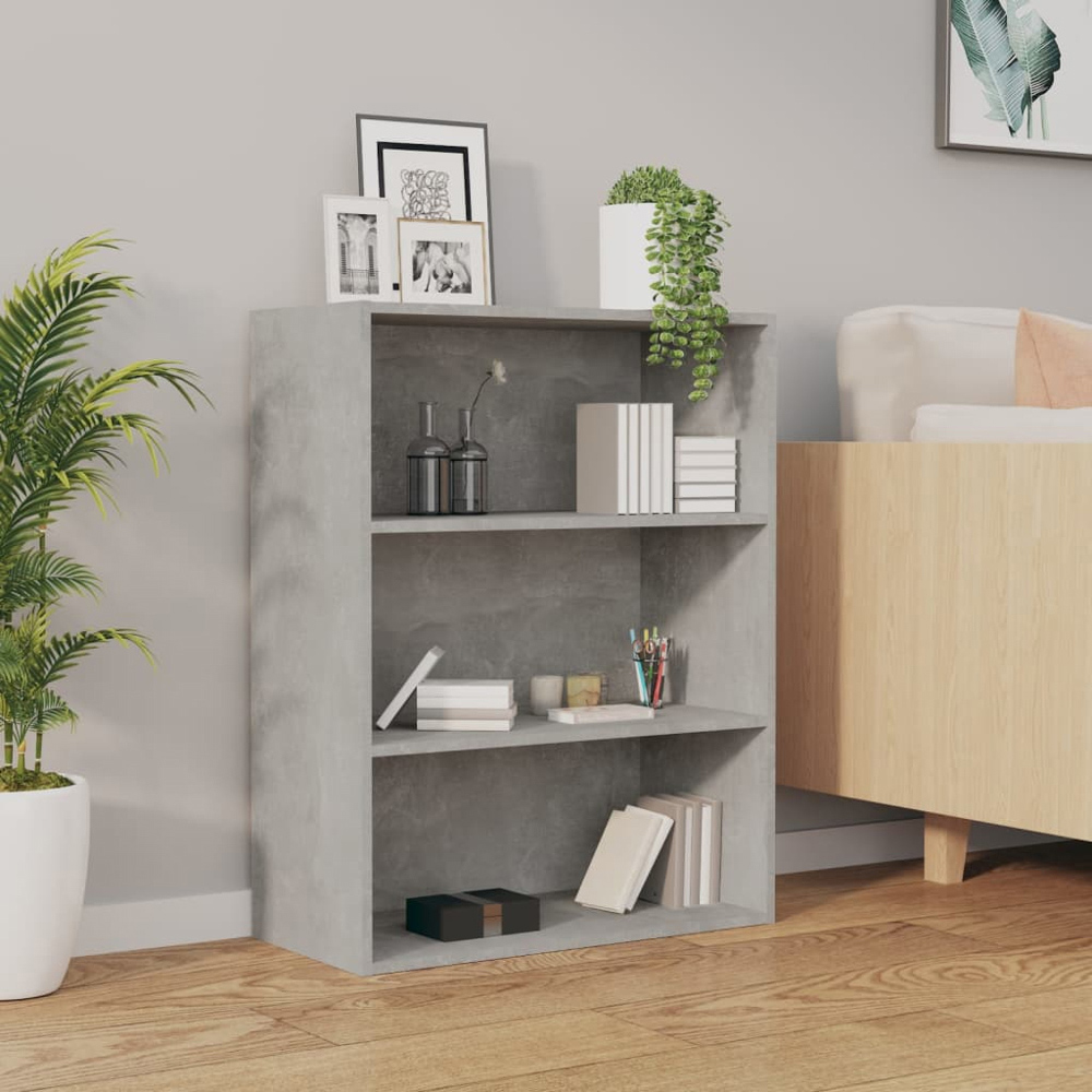 vidaXL 3 Open Shelf Concrete Grey Hanging Wall Cabinet Image 7
