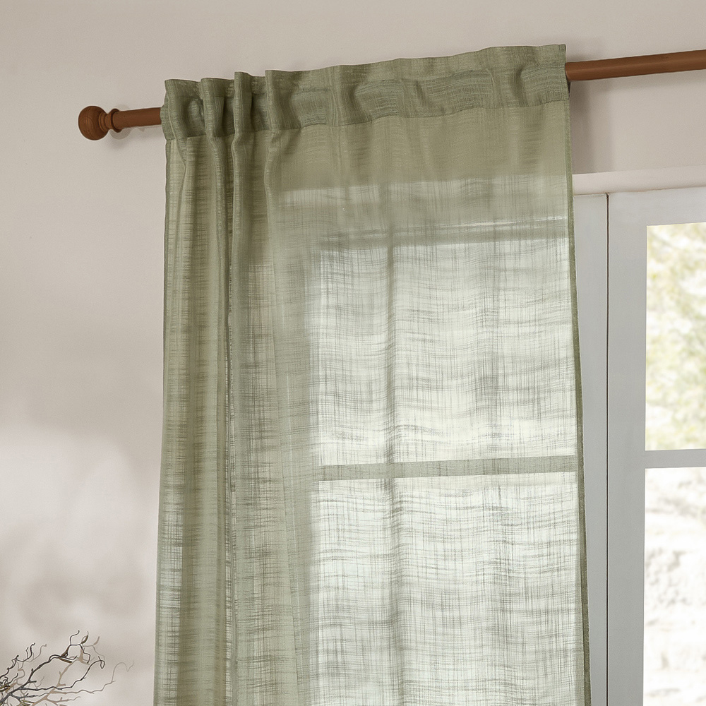 Yard Cirrus Eucalyptus Woven Sheer Curtain Panel 140 x 250cm Image 3