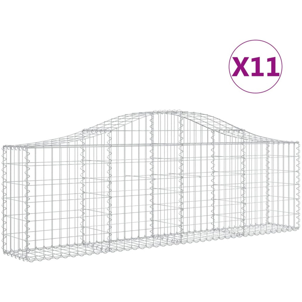 vidaXL Silver Galvanised Iron Gabion Basket 200 x 30 x 60/80cm 11 Pack Image 4