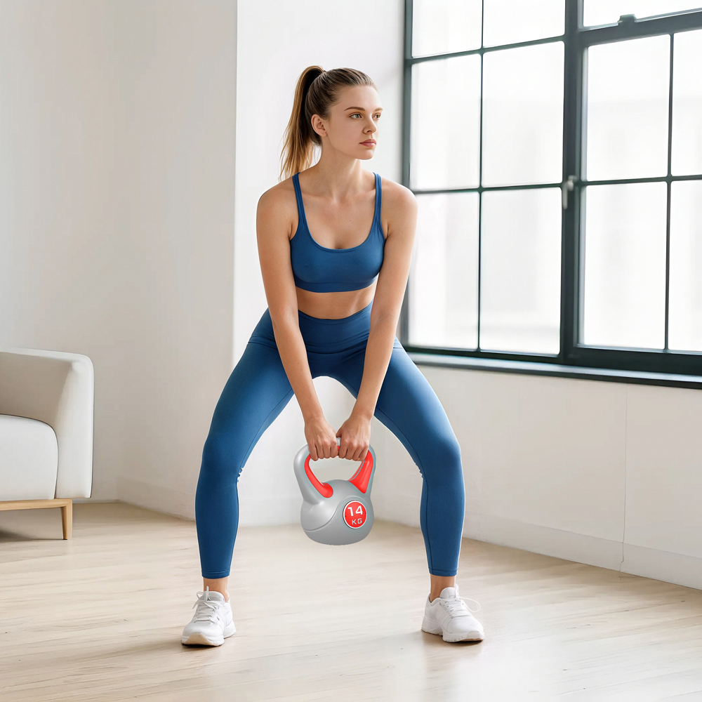 SPORTNOW Red and Grey Kettlebell with Handle 14kg Image 2