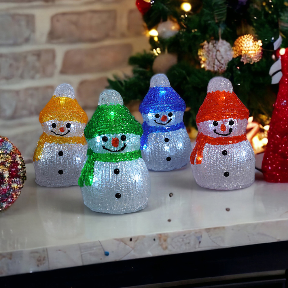 Xmas Haus Acrylic Snowman Decoration Set of 4 Image 1
