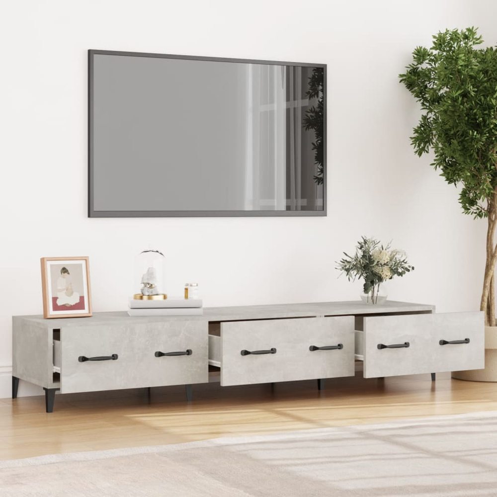 vidaXL 3 Drawer Grey Concrete TV Cabinet Image 1