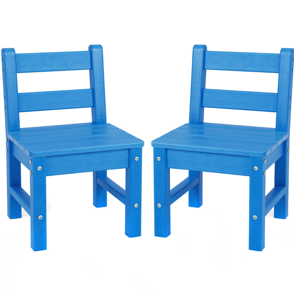 Costway Set of 2 Kids Blue Learning Chair with Backrest Image 2