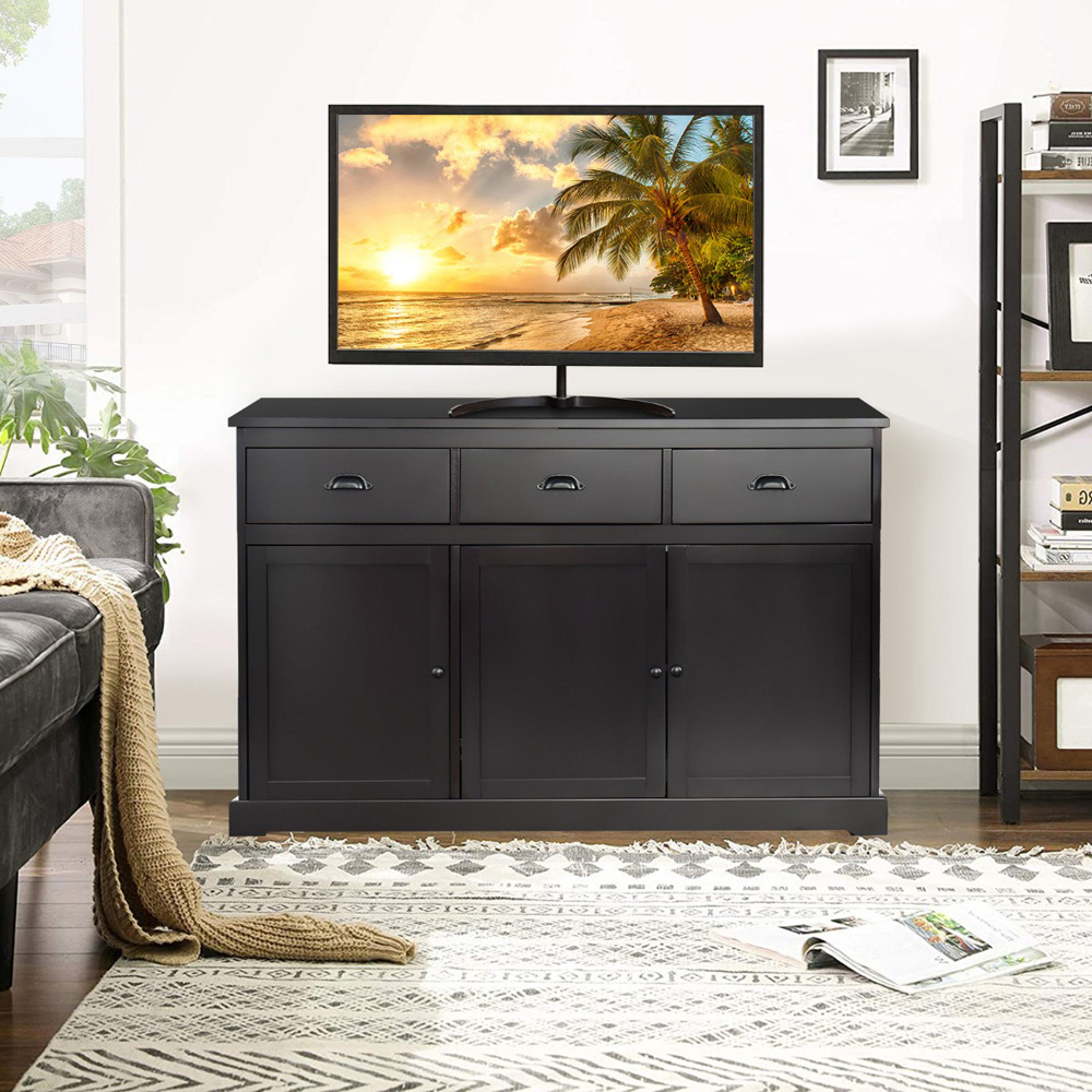 Costway 3 Door 3 Drawer Brown Buffet Sideboard Image 3