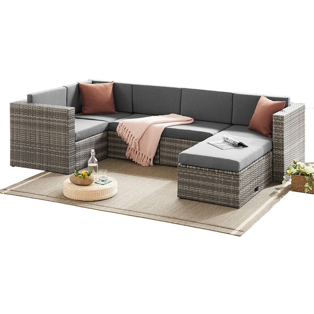 Outdoor Living Tatton Rattan 6 Seater Garden Lounge Set Grey Image 2