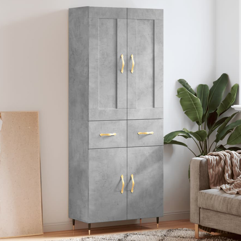 vidaXL 4 Door 2 Drawer Concrete Grey Highboard Image 1
