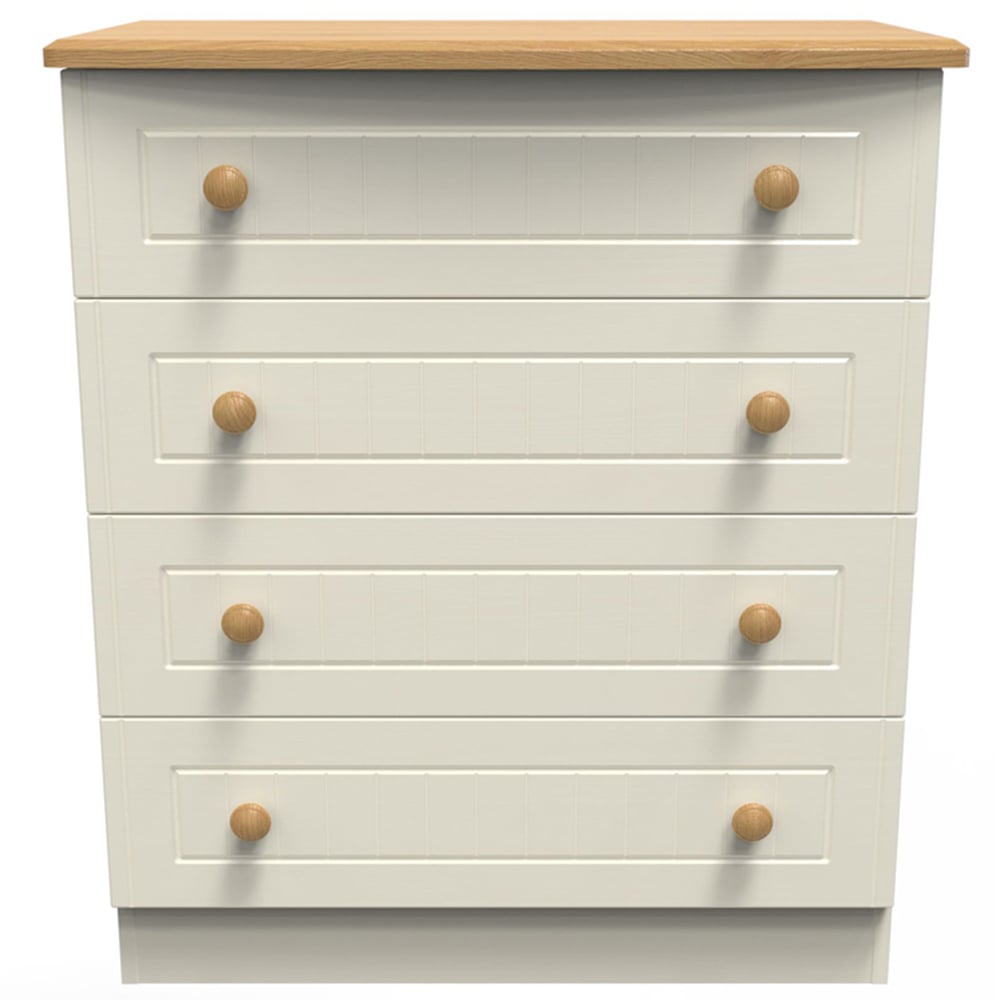 Crowndale Warwick 4 Drawer Cream Ash and Oak Chest of Drawers Image 2