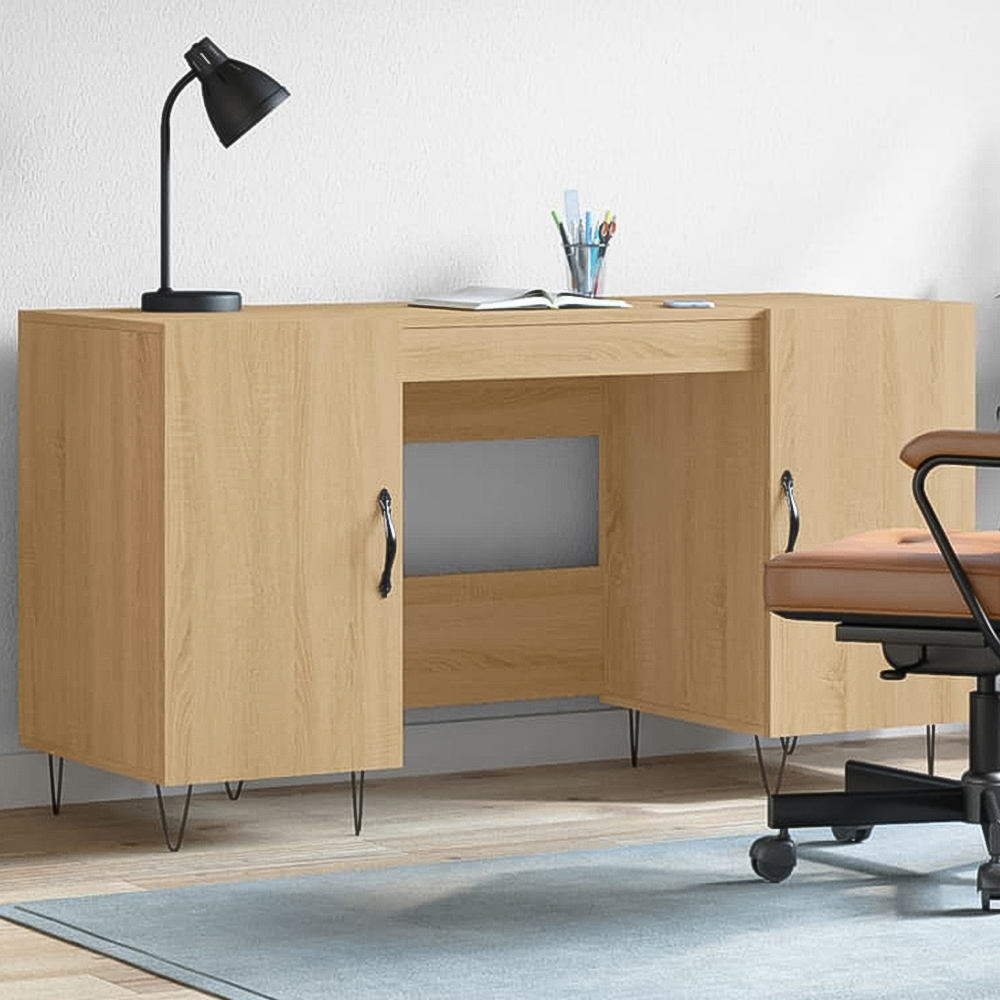 vidaXL 2 Door Computer Desk Sonoma Oak Image 1