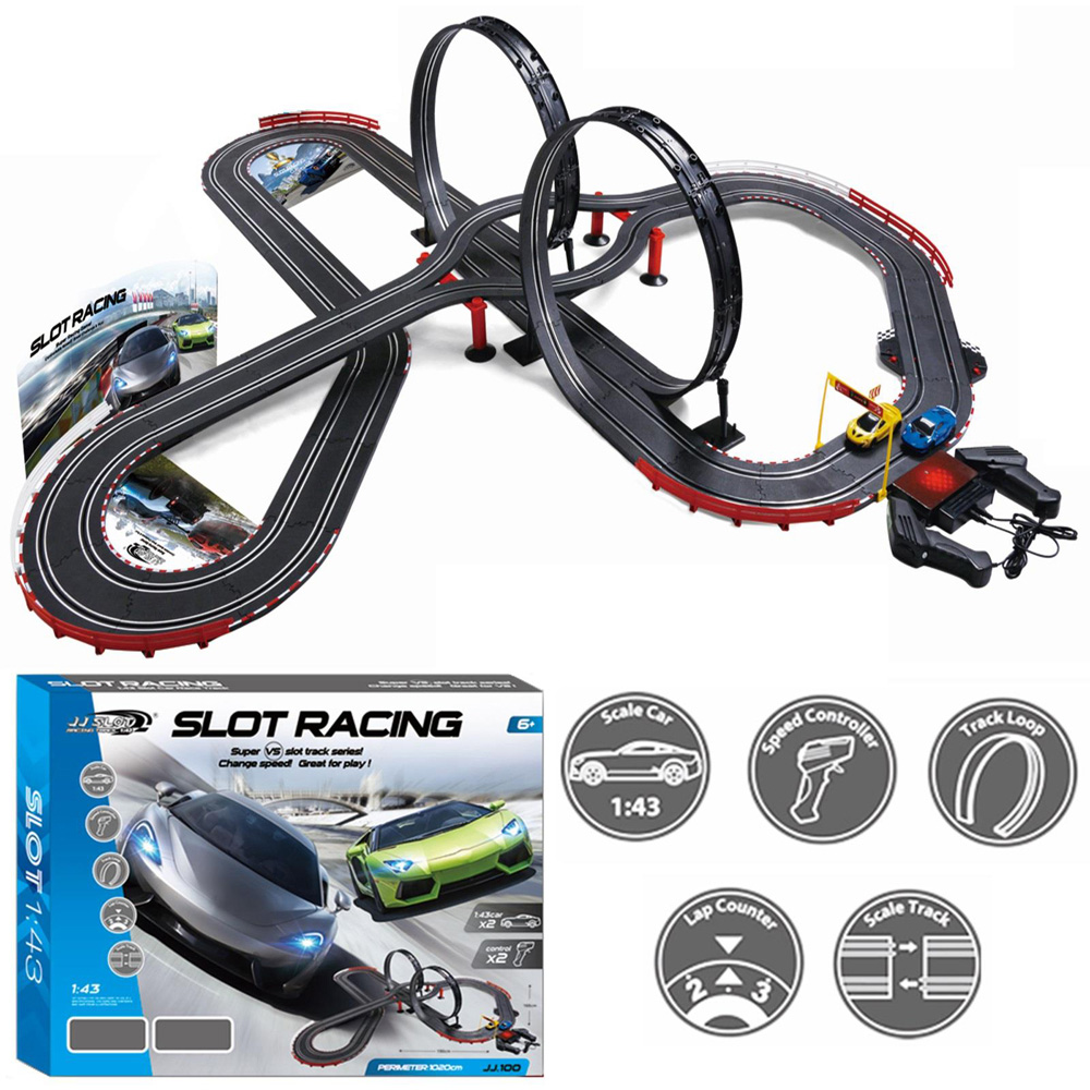 Rexco JJ100 Kids Electric Remote Control Slot Racing Car Track Set Image 3