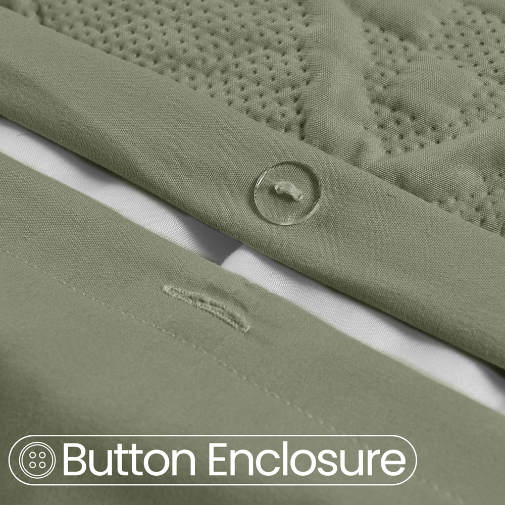 Velosso Single Fern Green Quilted Knit Duvet Set Image 4
