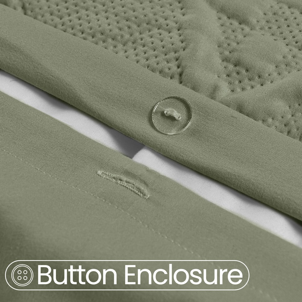 Velosso King Size Fern Green Quilted Knit Duvet Set Image 4