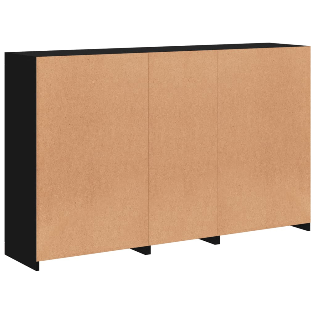 vidaXL 5 Door 6 Shelf Black Wooden Sideboard with LED Lights Image 7