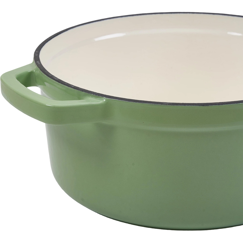 Living and Home 2.8L Matcha Green Enamelled Cast Iron Dutch Oven Image 3