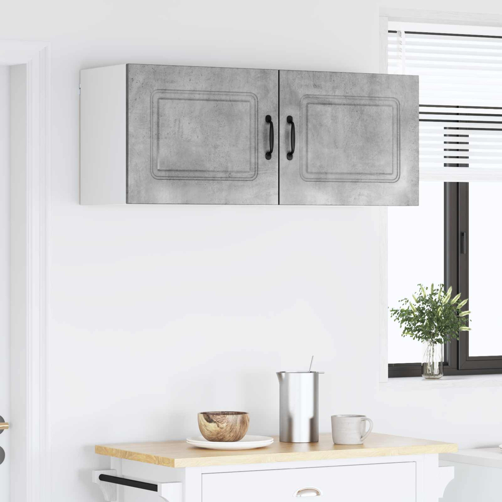 vidaXL Kalmar Single Door Concrete Grey Wall Mounted Wide Kitchen Cabinet Set of 2 Image 9