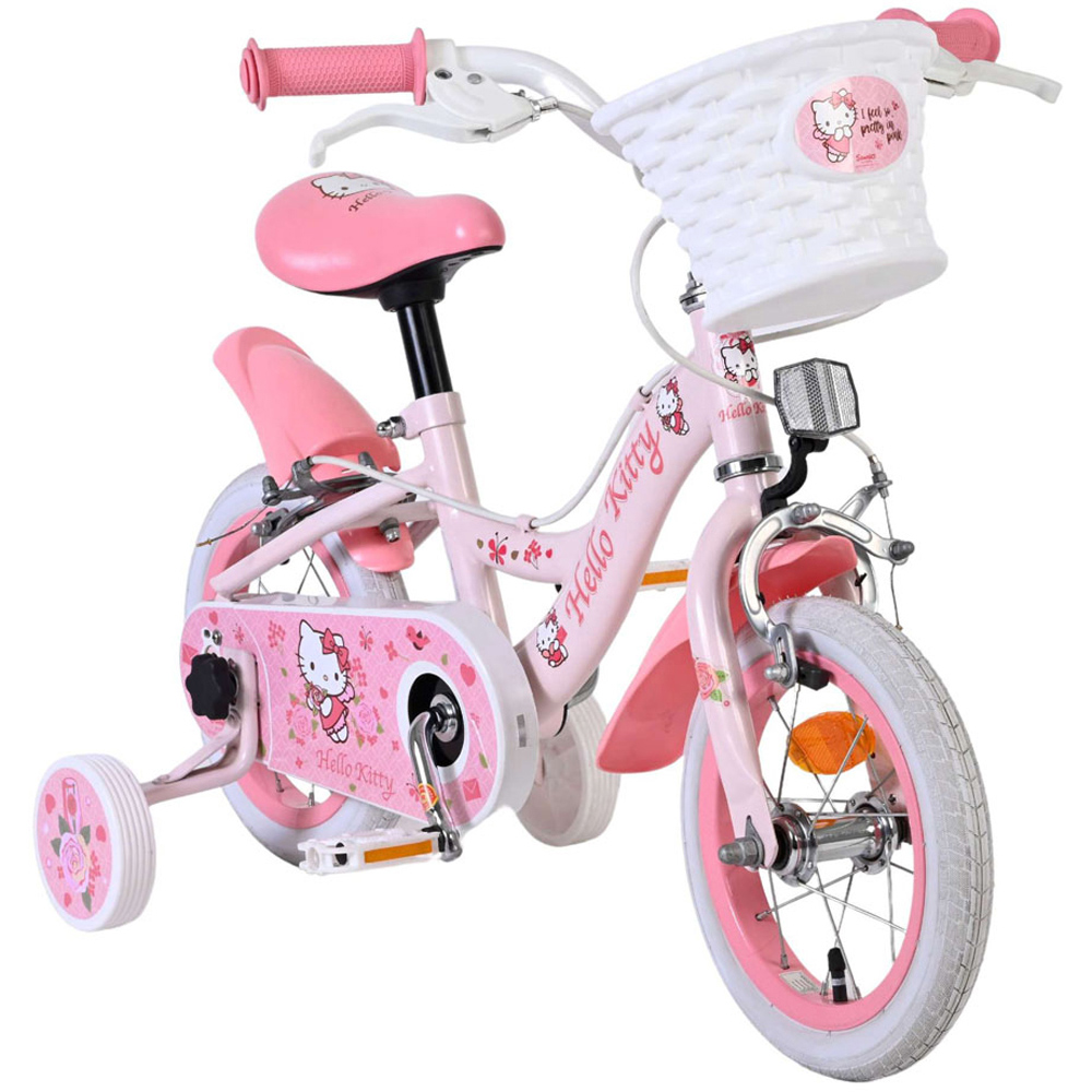 Volare Hello Kitty Kids 12 inch Pink Bike with Stabilisers and Basket Image 2