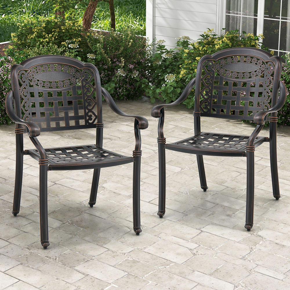 Costway Bronze Cast Aluminium Bistro Chair Set of 2 Image 1