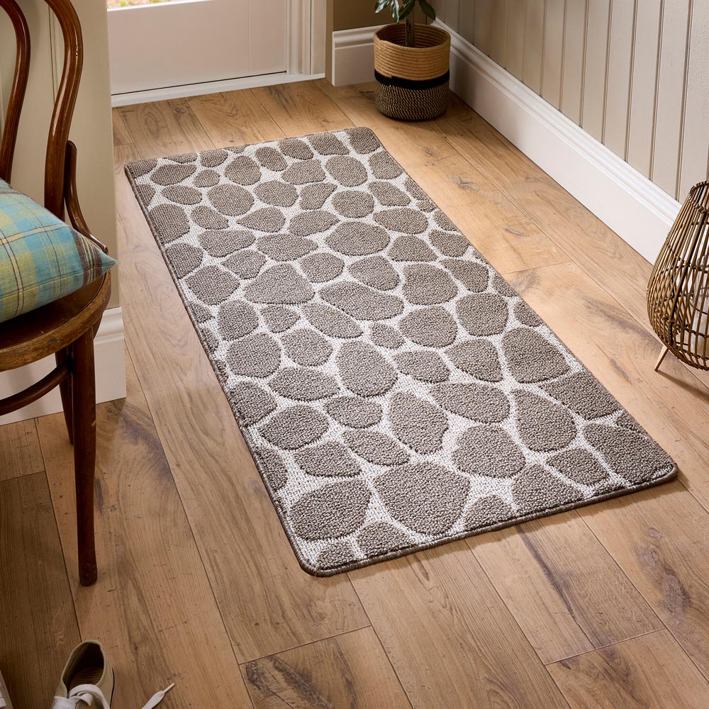 My Mat Ivory and Mink Sculptured Patterned Pebble Non Slip Mat 67 x 150cm Image 2