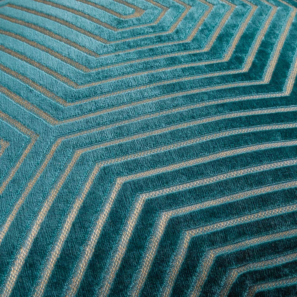 Paoletti Christmas Evoke Teal Cut Velvet Cushion 55 x 55cm Image 4