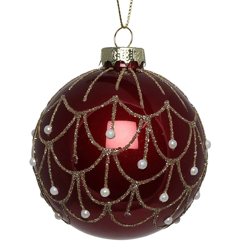 Single Grace & Glory Burgundy Shiny Glitter Bauble in Assorted styles Image 3