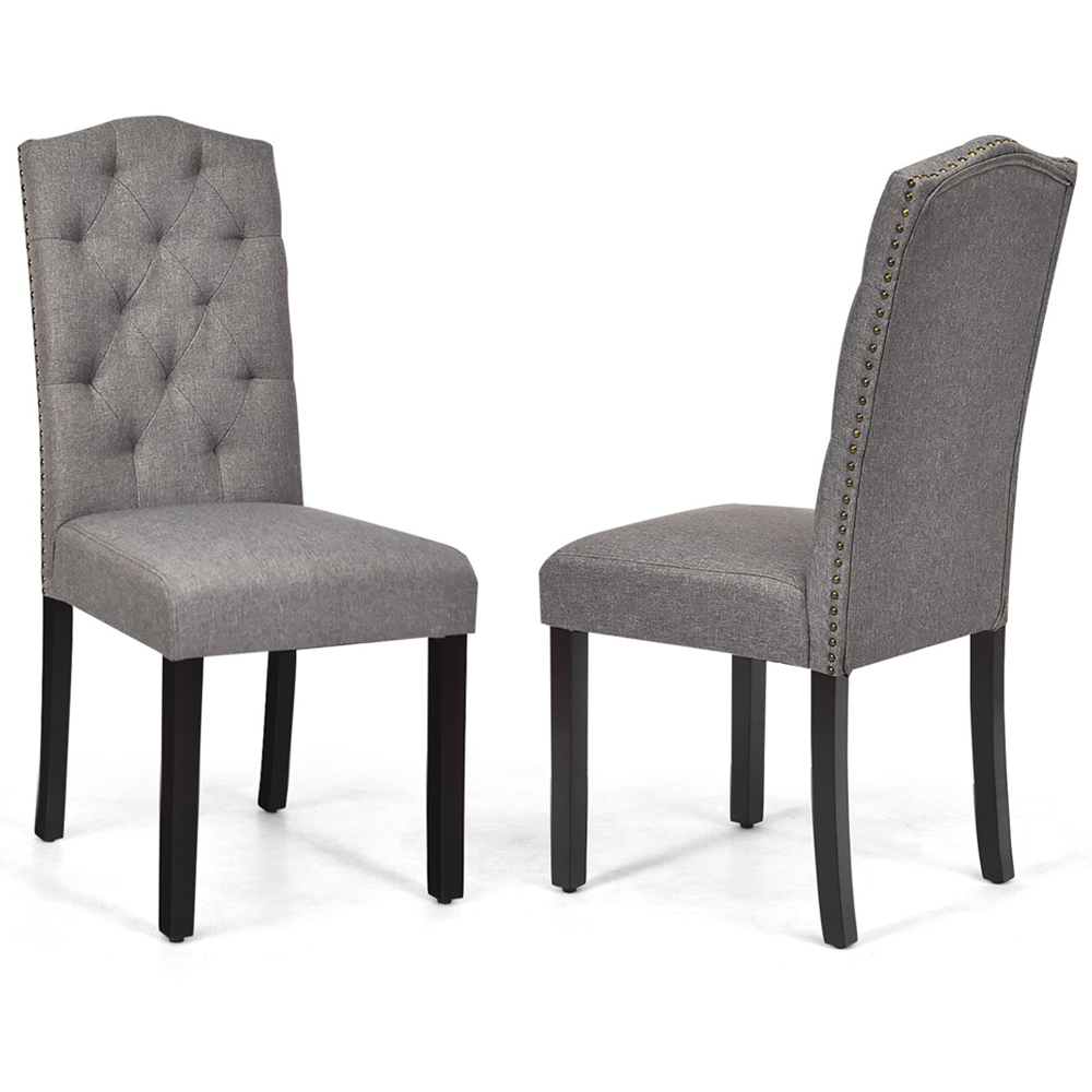 Costway Set of 2 Grey Dining Chairs Image 2