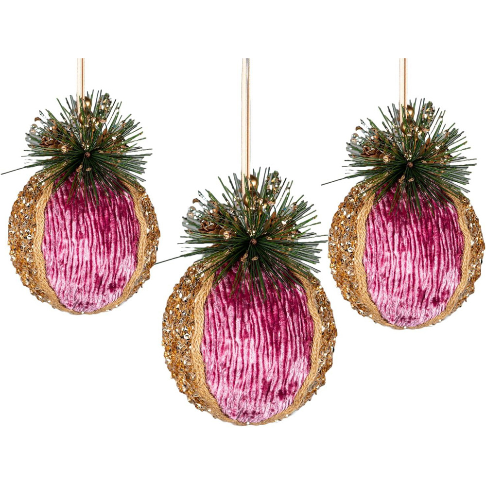 Shatchi Pink Glitter Christmas Bauble 11.5cm Image 3