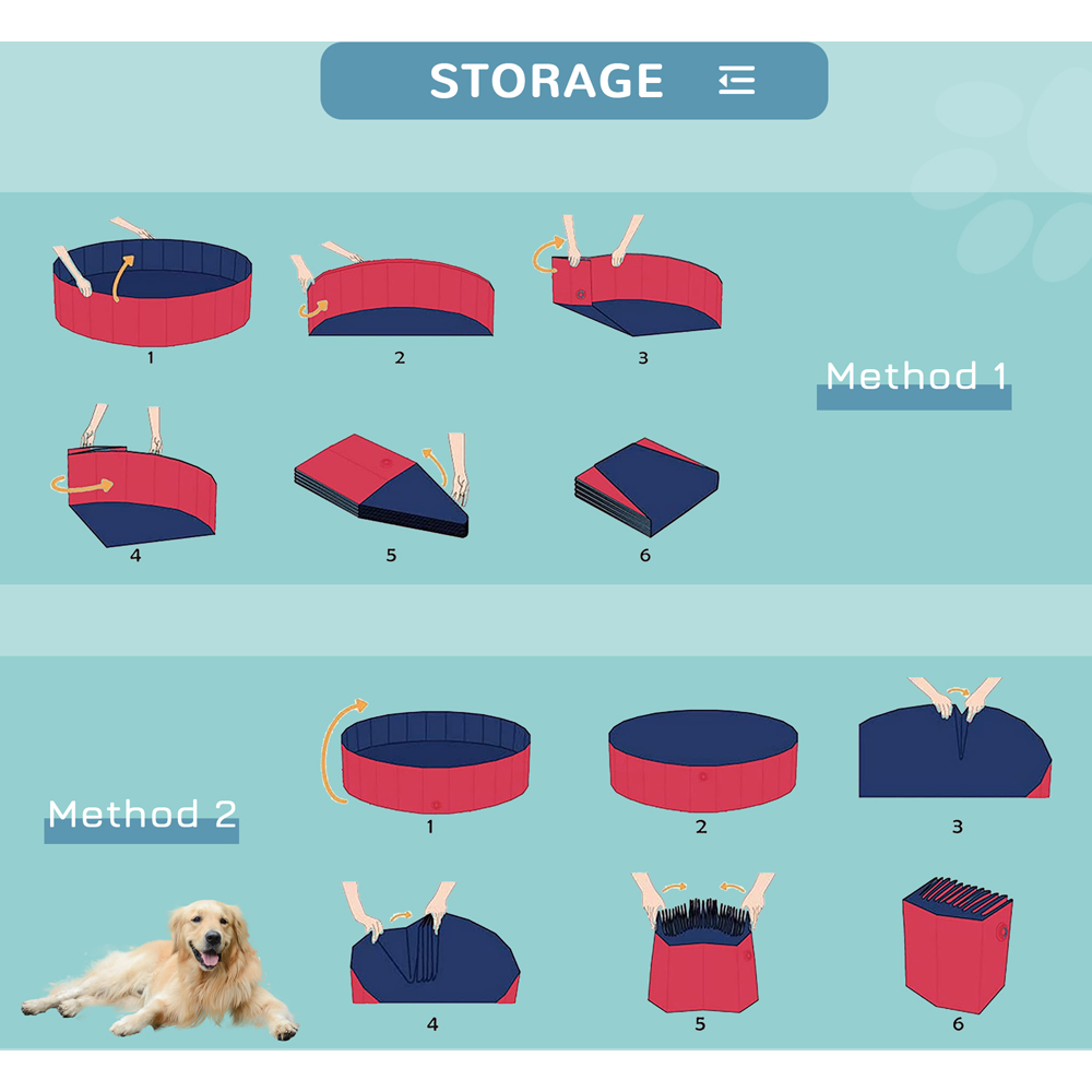 PawHut 160cm Foldable Paddling Pool Red Image 6