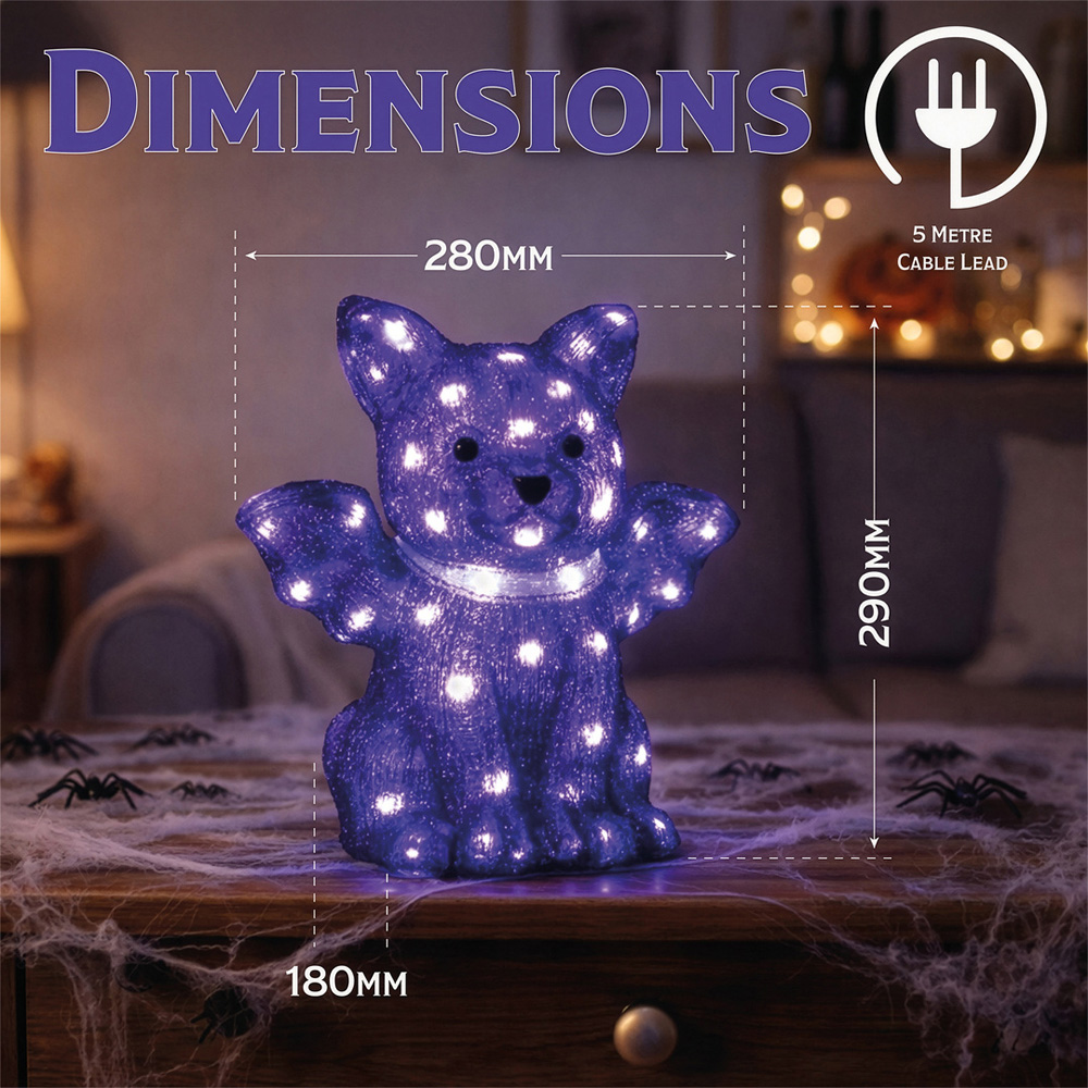 FXLab 50 Bright Purple LED Halloween Bat Decoration 27.5 x 18 x 29cm Image 8