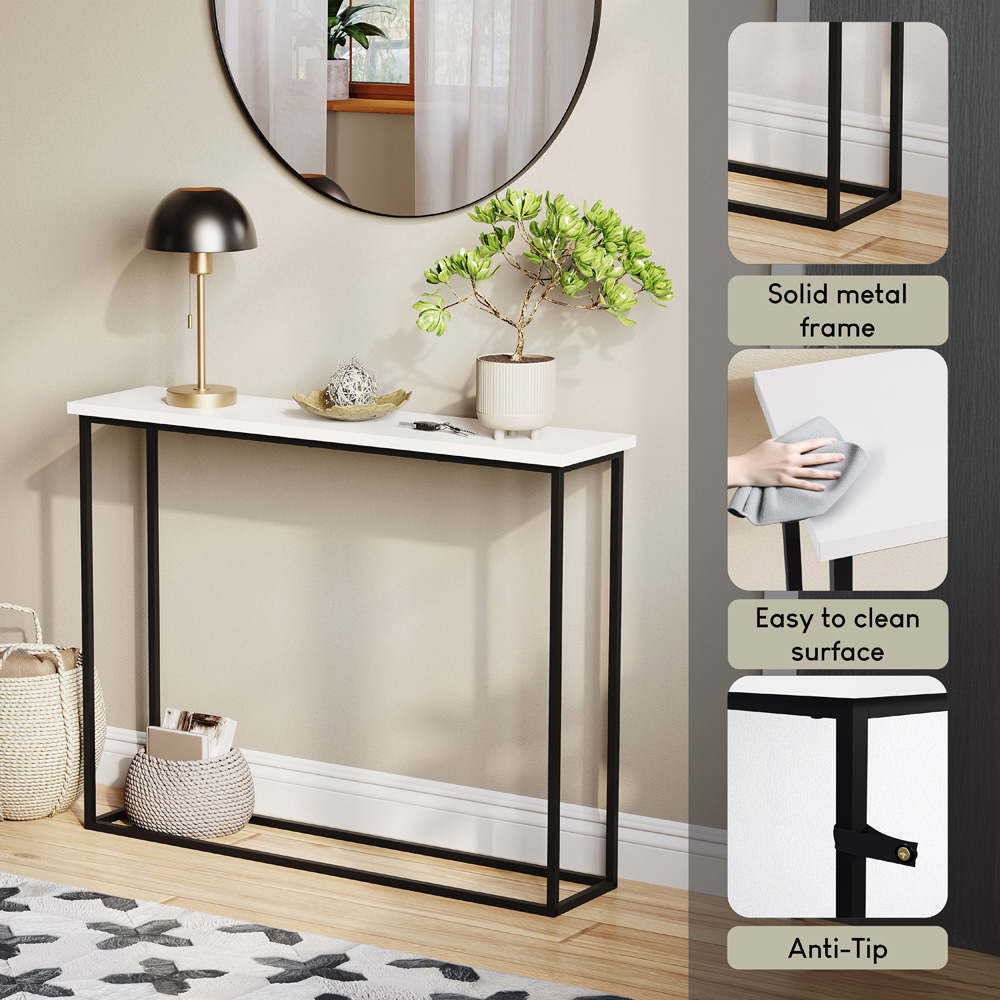 VIDA DESIGNS White and Black Metal Leg Console Table Image 4