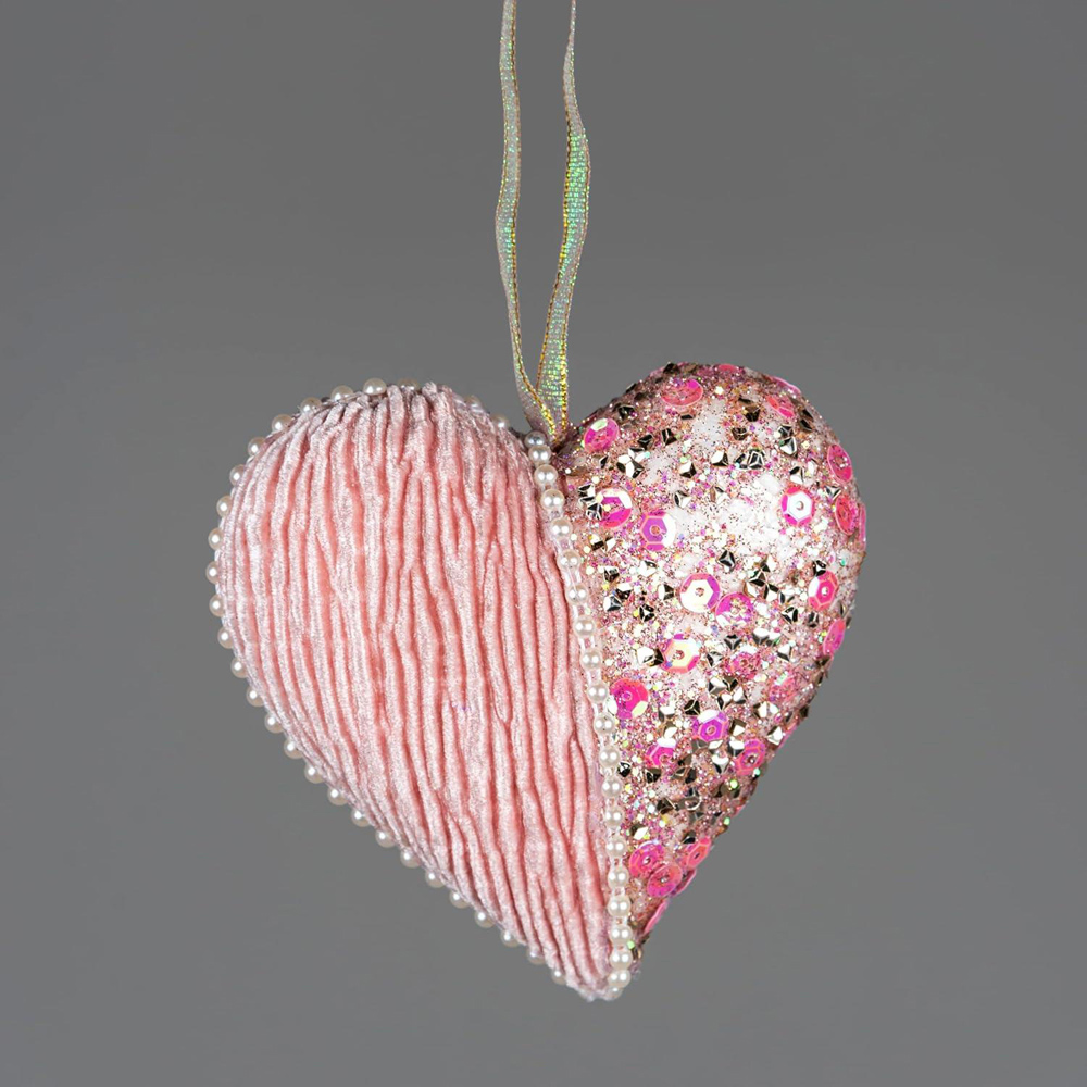 Shatchi Baby Pink Heart Hanging Christmas Decoration 3 Pack Image 3