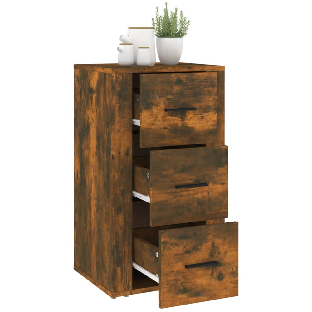 vidaXL 3 Drawer Smoked Oak Sideboard Image 6