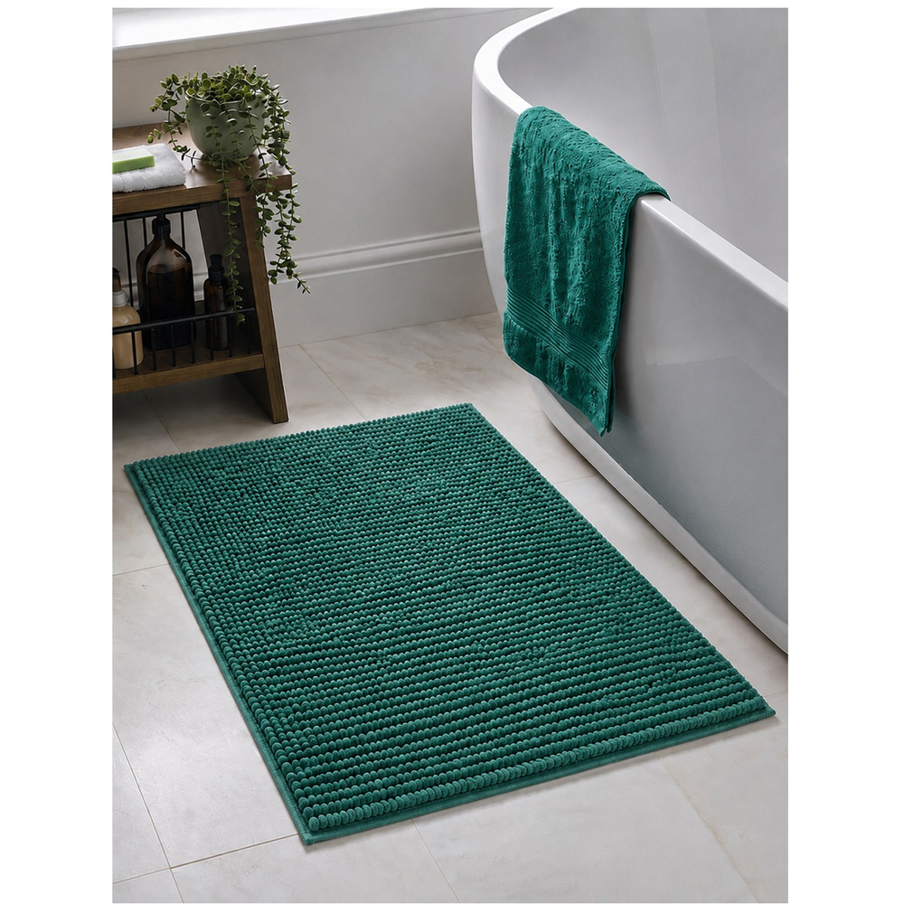 Hand Woven Bobble Bath Mat Emerald Image 2