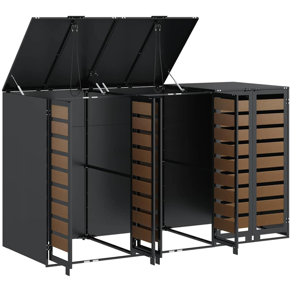 vidaXL Anthracite 3 Wheelie Bin Storage Shed with HDPE Door Image 4