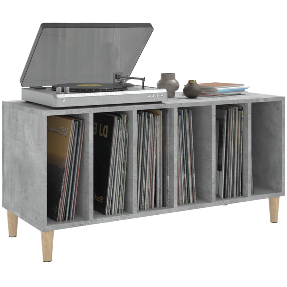 vidaXL 6 Shelf Concrete Grey Record Cabinet Image 4
